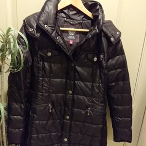 Vince Camuto Quilted Hooded 3/4 Coat